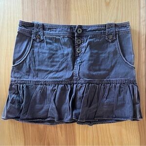 Mango Dusty Mauve Mini Skirt, Tiered Jeans Skirt, Size 38/ 6